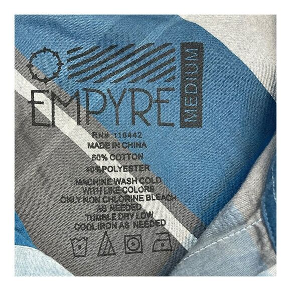 Empyre Shirt Men's Medium Multicolor Plaid Cotton Short Sleeve Casual Button-Up - Picture 2 of 8
